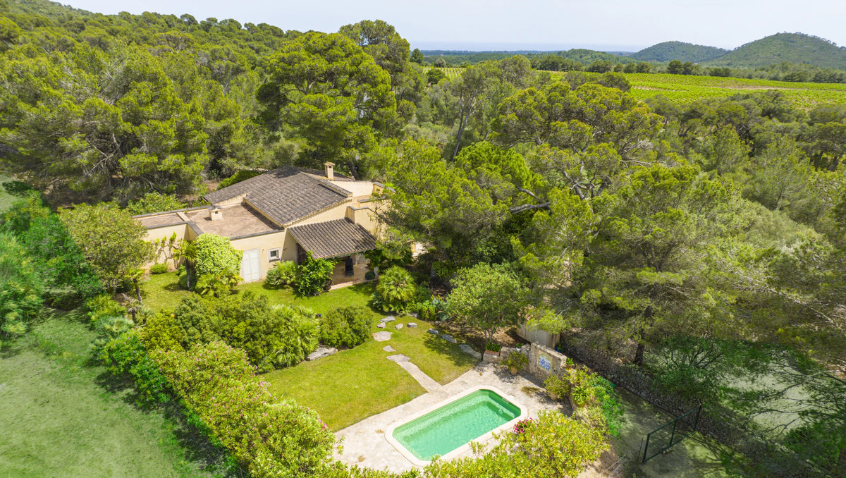 The Mallorcan House and private pool from above